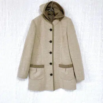 3284 noa-ge 노아제 후드 부착 코트 하프 울 혼방 아우터 M