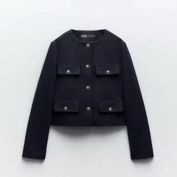 완판템 ZARA 자라 플랩 크롭 자켓 네이비 XS