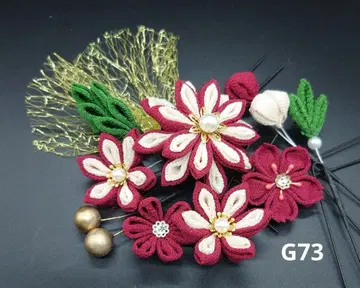 츠마미자이쿠 머리 장식 성인식 졸업식 시치고산 결혼식 크림슨 G73