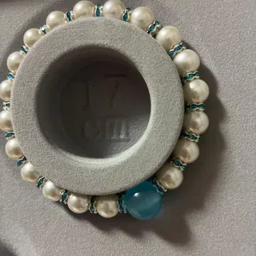 화이트 펄 블루 비즈 팔찌 17cm