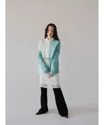 우에누이 투톤 로우 게이지 니트 바이컬러 레이어드