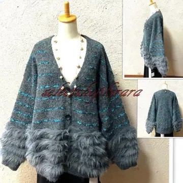 2025 신상 Hesse 퍼 소매 밑단 퍼 니트 가디건 F