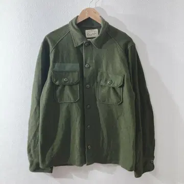 빈티지 밀리터리 울 셔츠 자켓 카키 남성용 M 구제 의류
