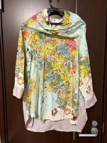 CUBE 플라워 프린트 셔츠 7부 소매