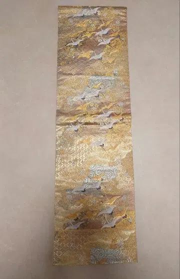 고급 후쿠로 오비 천마이즈 포멀 순수 실크 학 패턴 후리소데 성인식