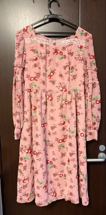 밀크 플라워 프린트 핑크 원피스