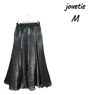 jouetie 블랙 볼륨 플리츠 스커트 M 광택감 블랙