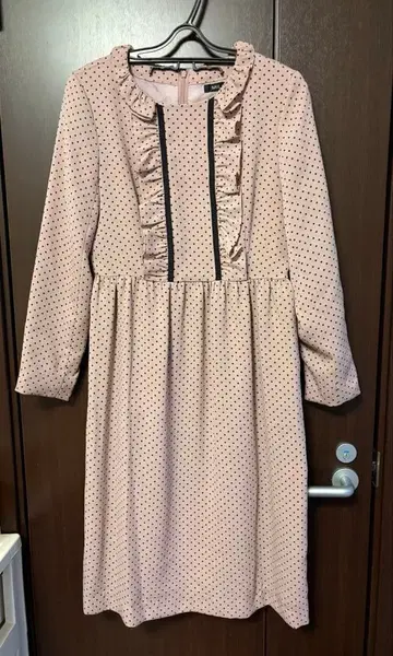 MILK 핑크 도트 프릴 긴팔 원피스