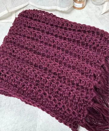 핸드메이드 머플러 손뜨개질 니트 겨울 잡화 보르도 빨간색 와인 레드