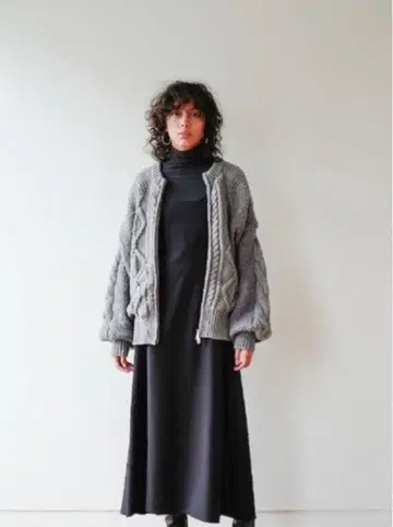 CLANE 클라네 CABLE BOA KNIT BLOUSON 케이블 니트