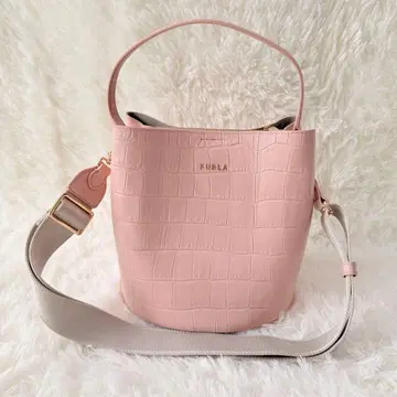 컨디션 최상 훌라 다나에 2WAY 턴락 악어 엠보싱 핑크 숄더