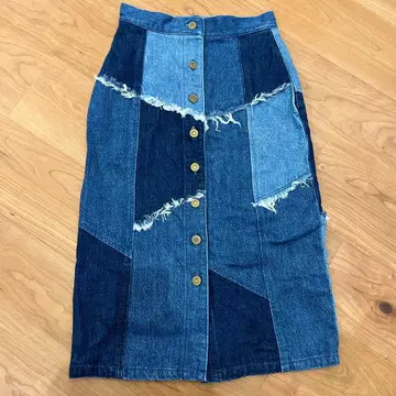 MOUSSY 마우지 데님 스커트 패치워크 타이트 롱