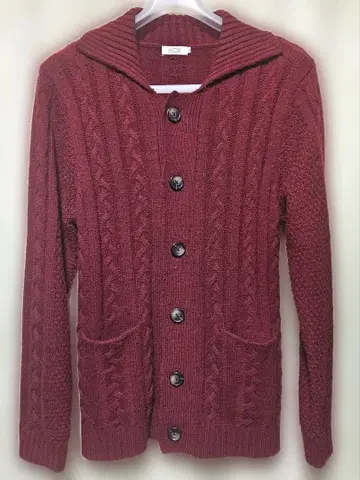 KOE 버건디 케이블 니트 가디건