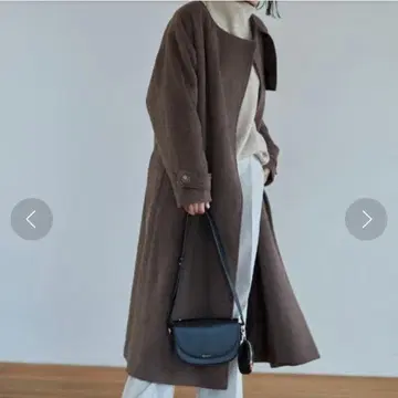 울 혼방 브라운 롱 코트