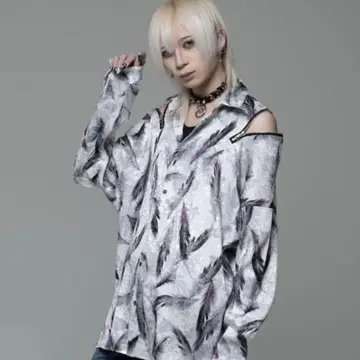 CIVARIZE 숄더 ZIP 자카드 페더 로즈 셔츠