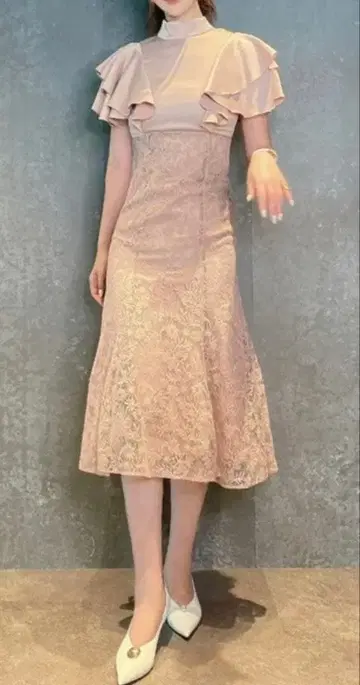 결혼식 원피스 EIMY ISTOIRE 프릴 슬리브 머메이드 원피스