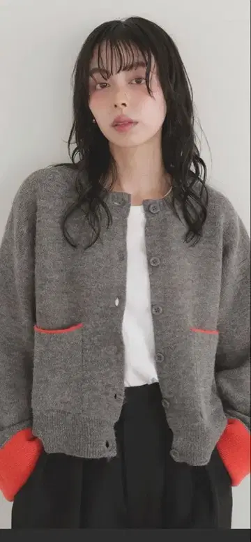 LIAN 알파카 터치 바이컬러 가디건