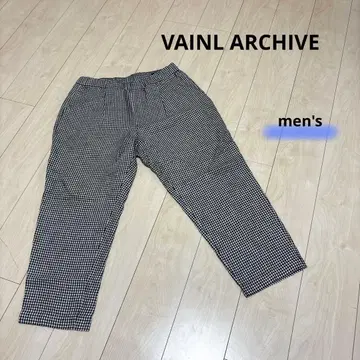 VAINL ARCHIVE 깅엄 체크 패턴 와이드 팬츠 약 90cm 기장