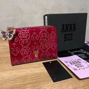 ANNA SUI 미니 지갑 L자 지퍼 참 포함 수납 가방 포함