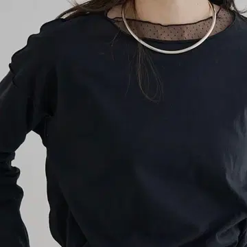 PUAL CE CIN 레이어드 블랙 도트 튤 티셔츠 [ 택 포함 ]