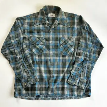 빈티지 체크 셔츠 보드 셔츠 블루