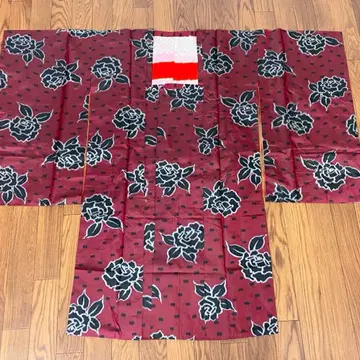 앤티크 기모노 메이센 도효 코트 장미