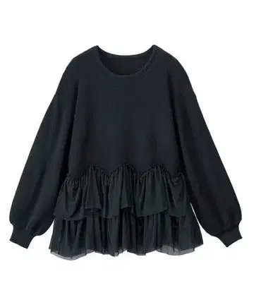 새상품 택 포함 몰캉몰캉 밑단 튤 도킹 니트 블랙 LL 라난