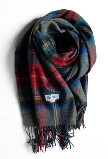 존스톤스 차콜 그레이 스튜어트 캐시미어 대형 스톨