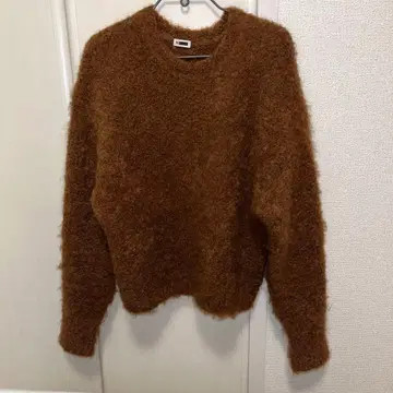 알파카 니트 풀오버 스웨터 브라운 니트
