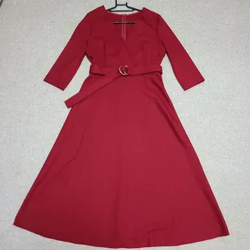 빨간색 7부 소매 카슈쿨 원피스 36