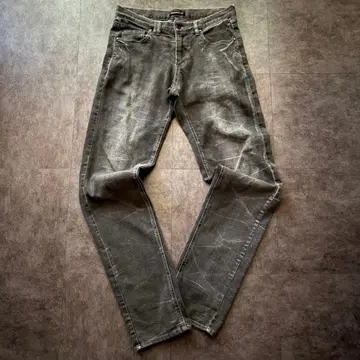 분위기 시맨틱 디자인 스트레이트 가공 히게 블랙 데님 y2k