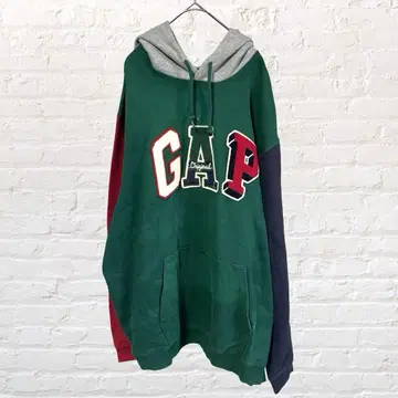 11983 GAP 멀티 컬러 로고 컬러 블록 풀오버 후드티 XL