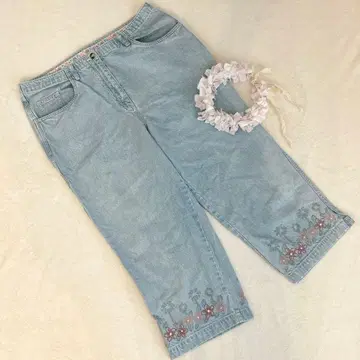 Christopher & Banks [ L ] 데님 팬츠 꽃무늬 심플