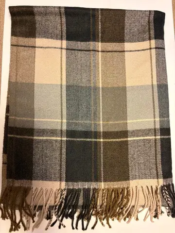 체크 무늬 대형 머플러 베이지 x 브라운