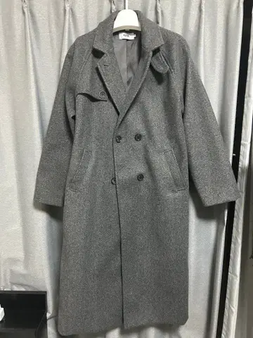 AZUL 그레이 더블 브레스트 롱 코트