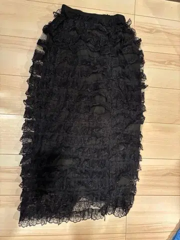 brrackroom 프릴 블랙 레이스 롱 스커트