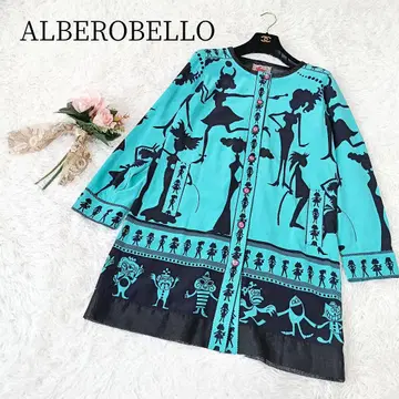 [ 알베로베로 ] 긴팔 셔츠 블라우스 인물 실루엣 올 패턴 워셔블 일본제