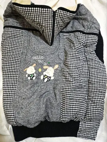 쇼와 레트로 넨네코 반텐 포근포근 강아지 패턴 깅엄 체크