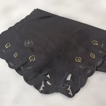 새상품급 카츠라 유미 () 금 자수 리본 디자인 숄 스톨 블랙