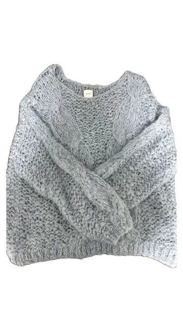 [ spick&span ] 라이트 블루 케이블 니트 스웨터 긴팔