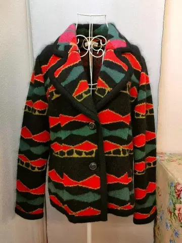 레트로 구제 의류 바모스 니트 자켓 레드