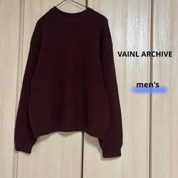 VAINL ARCHIVE 리브 버건디 크루넥 스웨터
