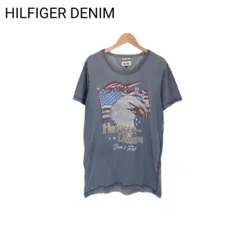 힐피거 데님 애니멀 T셔츠 북미 독수리 미국 성조기 반팔 L