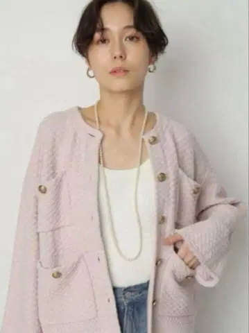 아르페쥬 스토리 트위드 니트 노카라 자켓