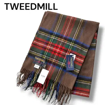 미사용 새상품 TWEEDMILL 타탄 체크 스톨 슬로브 이에나 브라운