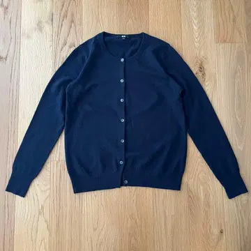 유니클로 캐시미어 100% 크루넥 가디건 L 네이비