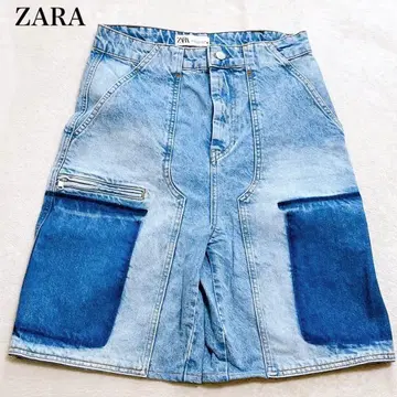 자라 데님 하프 팬츠 하이웨스트 색빠짐 가공 used 캐주얼 Y2K