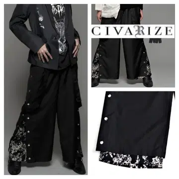 새상품급 CIVARIZE 서스펜더 꽃무늬 플라워 레이어드 와이드 팬츠