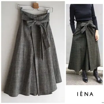 이에나 x 클래시 콜라보 미모레 기장 글렌체크 볼륨 스커트