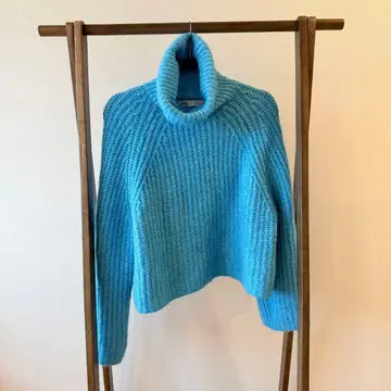 ZARA 자라 S 스카이블루 터틀넥 니트 스웨터 겨울